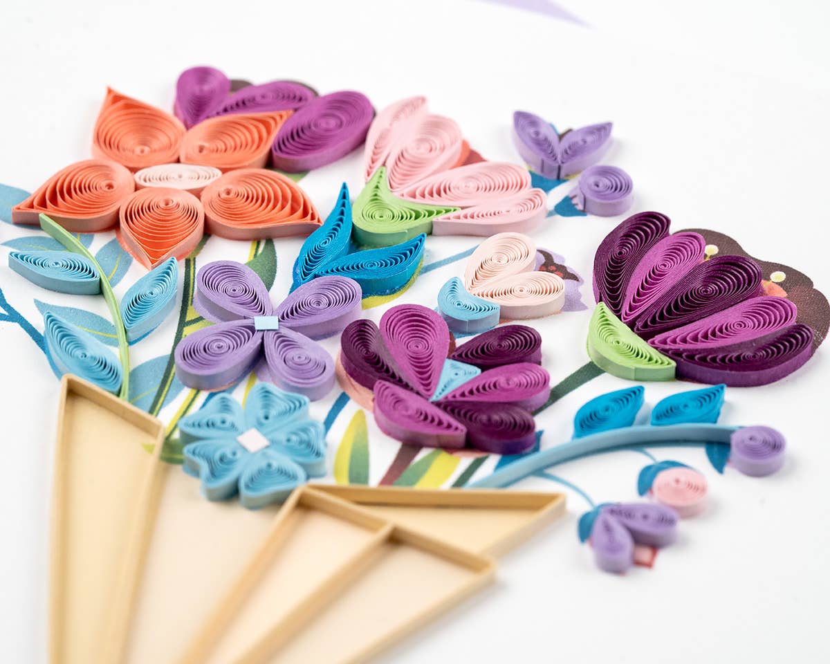 Card, Flower Bouquet - Quilling Card (6in sq, with envelope)