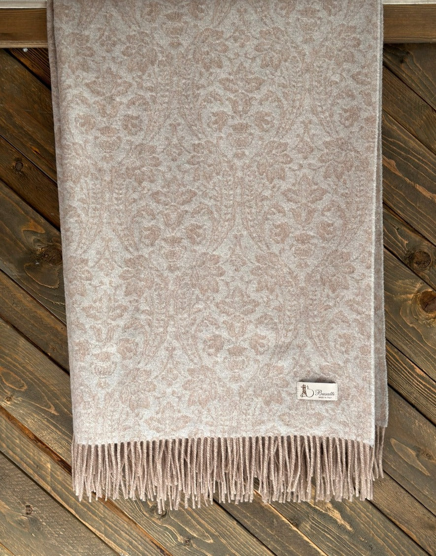 Wool Throw, Beige - Busatti (55in x 70in / 140cm x 170cm)