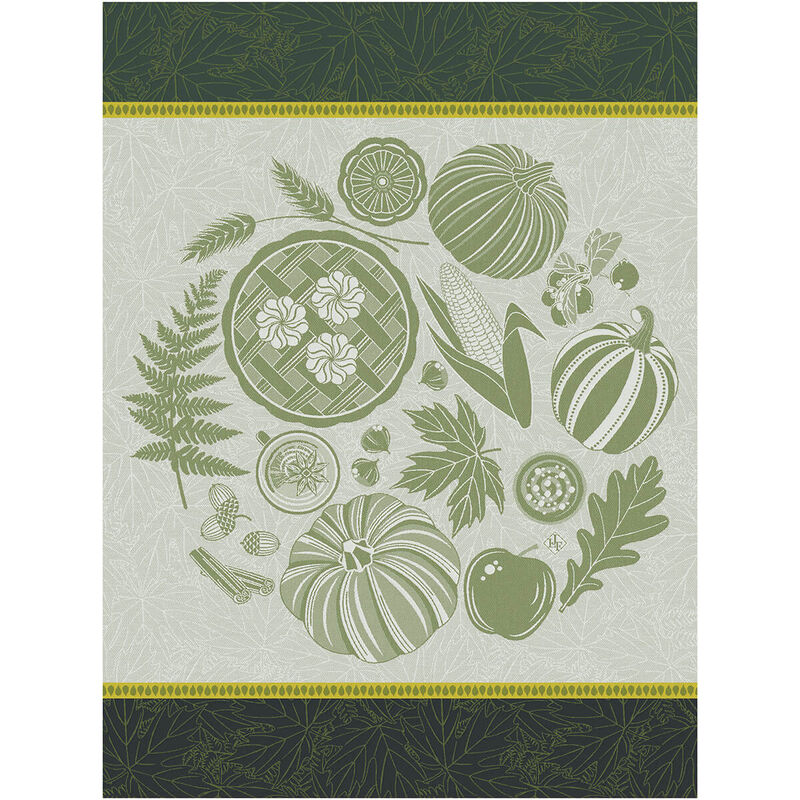 Tea Towel Thanksgiving, Green - Le Jacquard Français (24in x 31in)