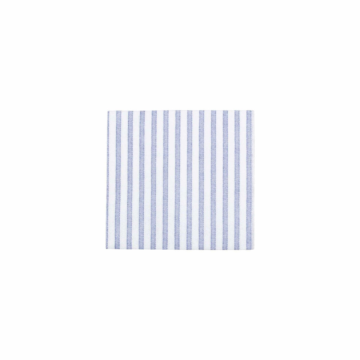 Blue Capri Papersoft cocktail napkin by Vietri — cornflower blue ticking stripe on white