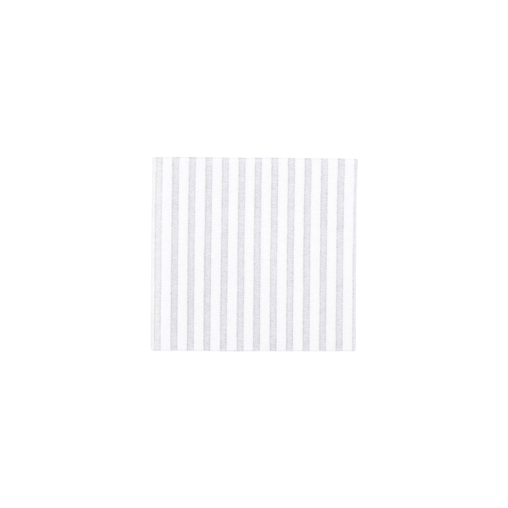 Light Grey Capri Papersoft cocktail napkin by Vietri — dove grey ticking stripe on white