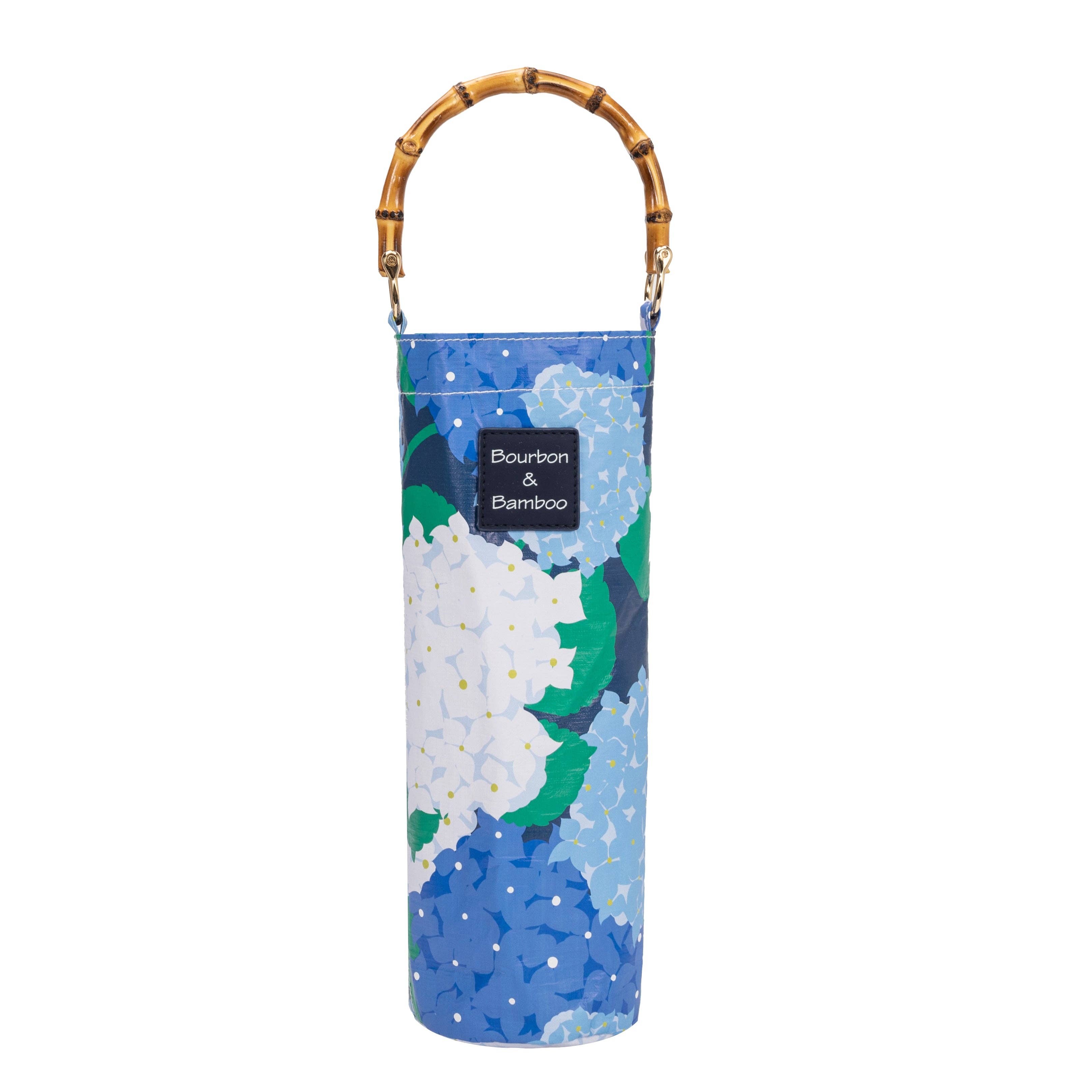 Wine Tote, Blue Hydrangea