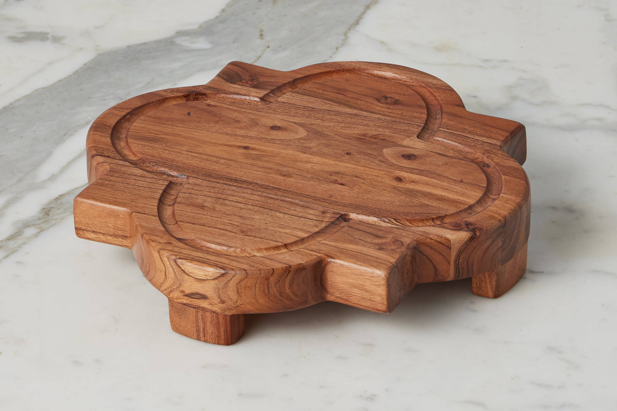 Quatrefoil Serving Board Riser & Glass Dome