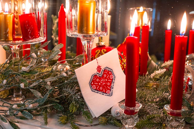 Coeur Brodé Cocktail Napkin - Françoise Paviot