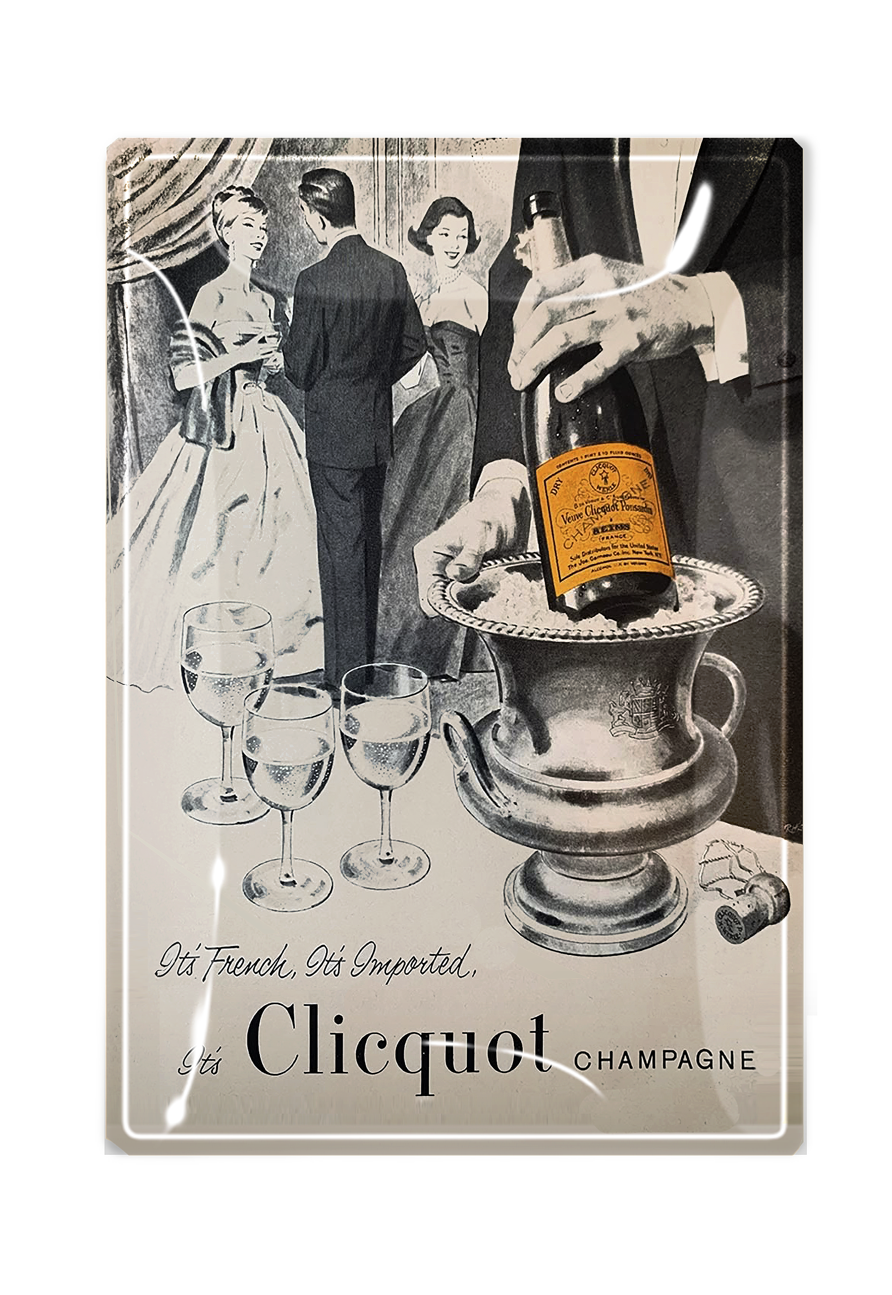 It's Clicquot Champagne Decoupage Glass Tray - Ben's Garden (4in x 6in)