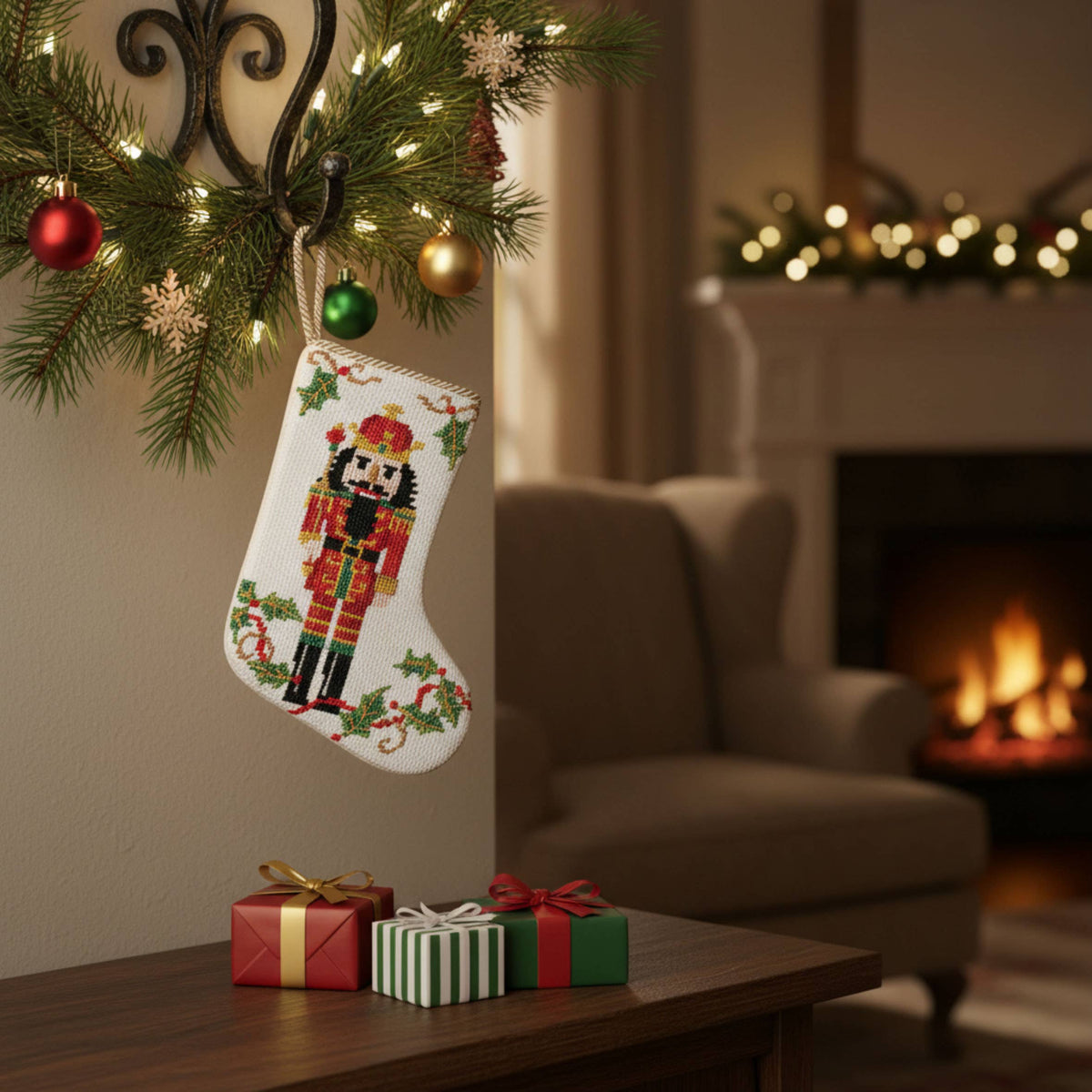 Nutcracker Embroidered Mini Stocking