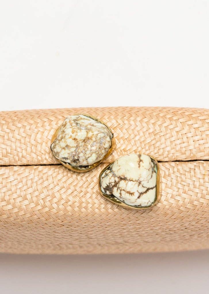 Jen White Stones Clutch, Toast - Kayu