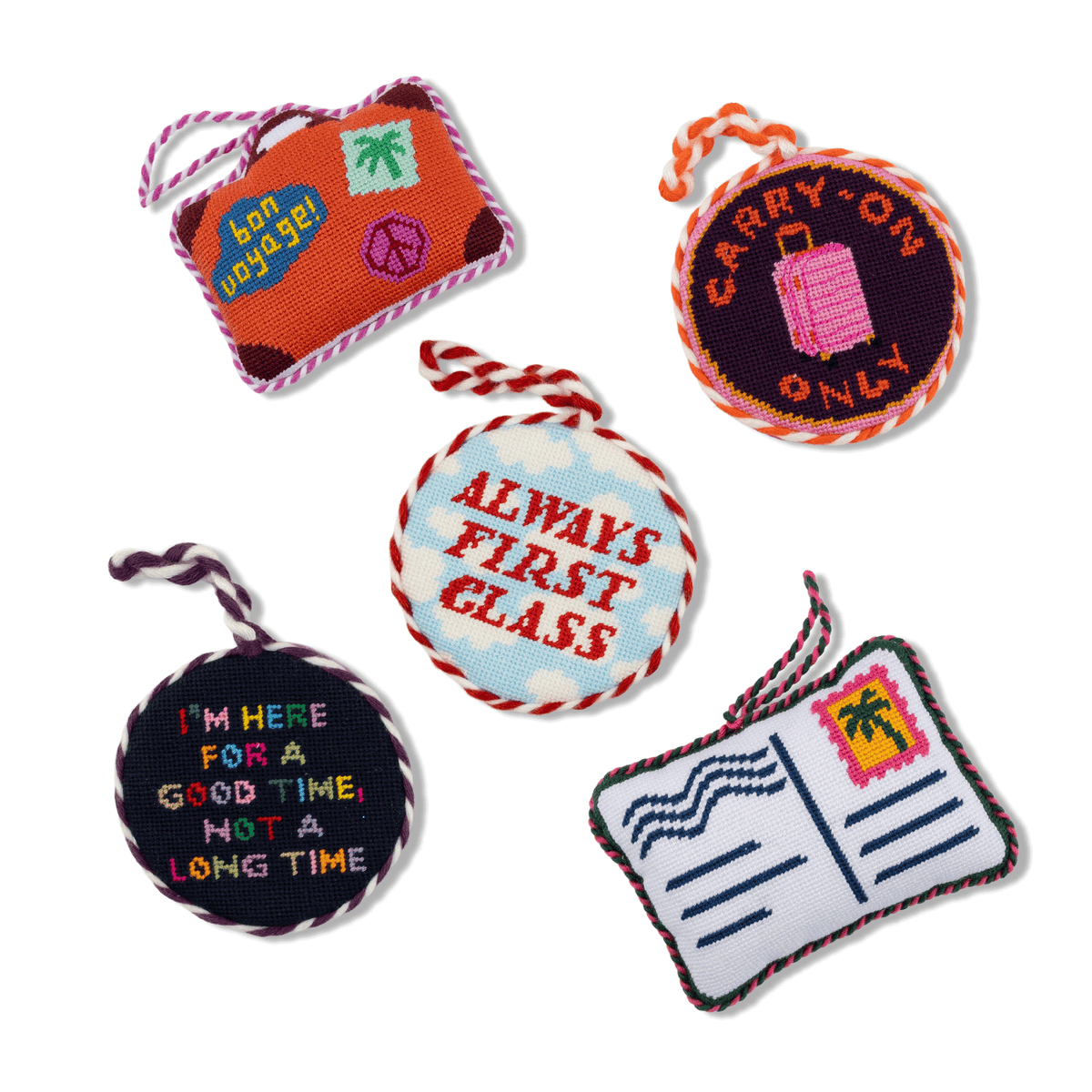 Always First Class Needlepoint Ornament - Furbish Studios