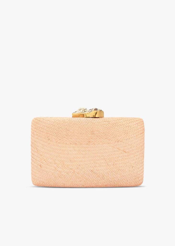 Jen White Stones Clutch, Toast - Kayu