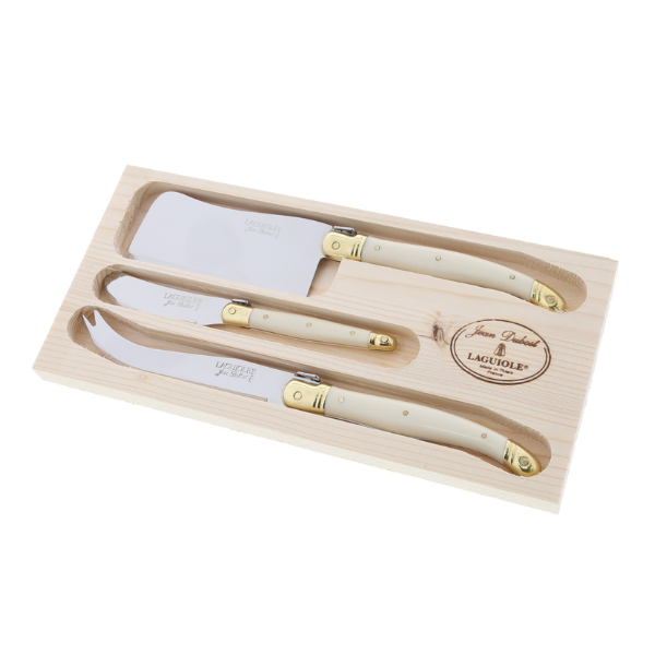 Cheese Set, Ivory & Brass (3-Piece Set) - Jean Dubost Laguiole