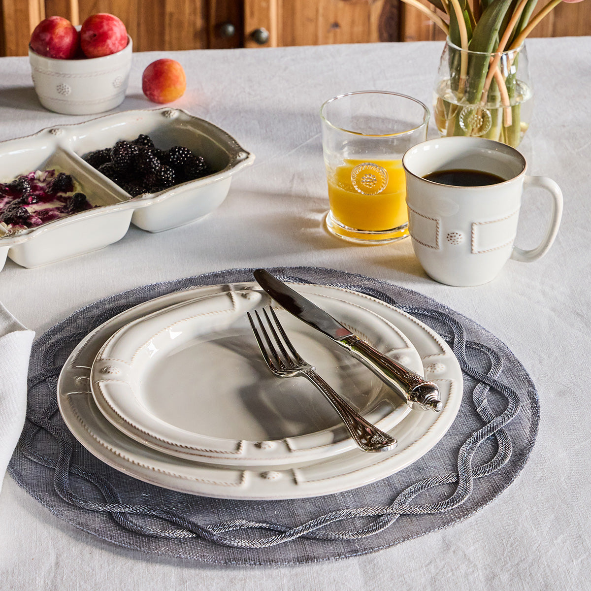 Berry & Thread French Panel 16pc Place Setting - Whitewash