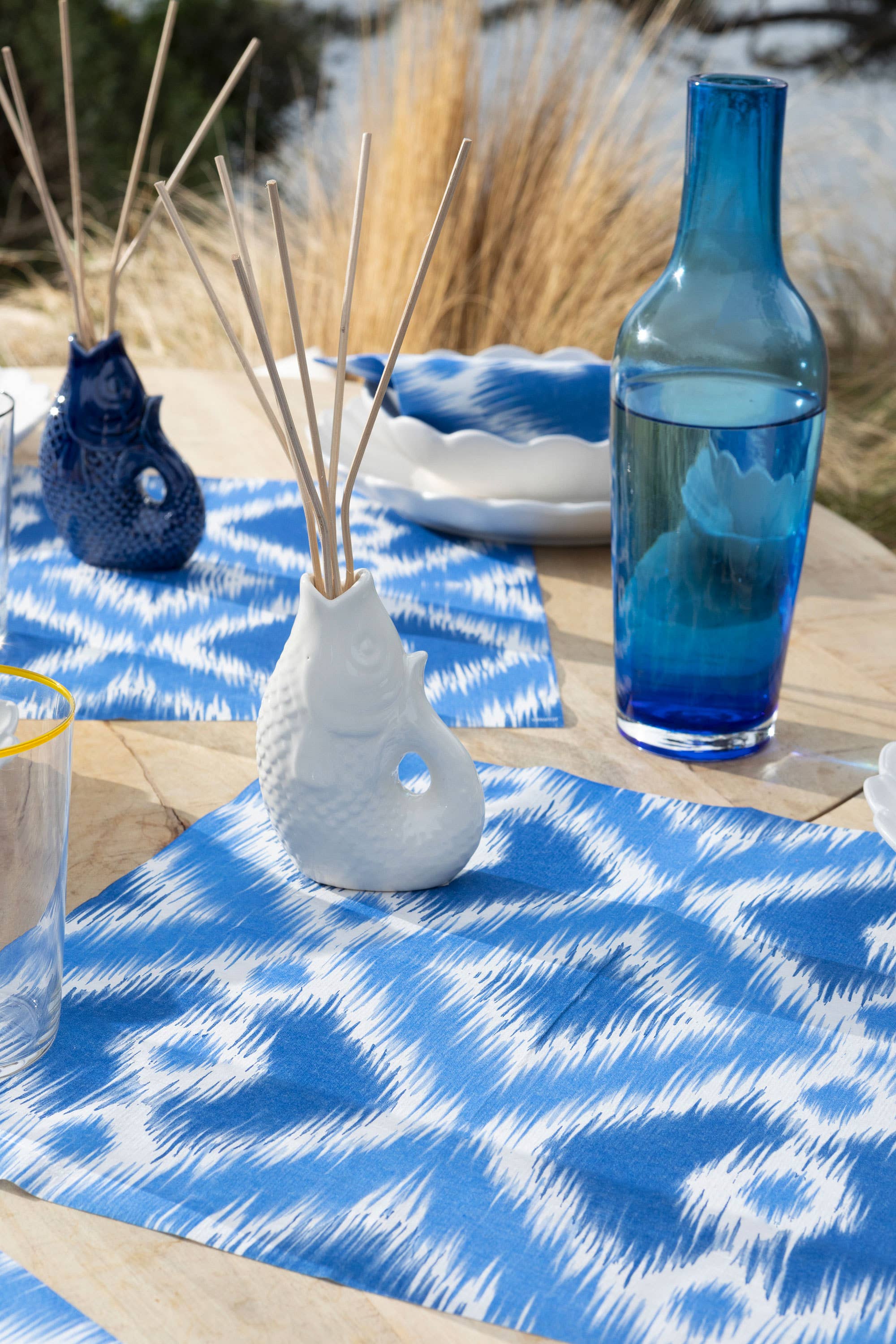 Dinner Napkin, Ethnique Bleu - Françoise Paviot (20 count, 8in sq)