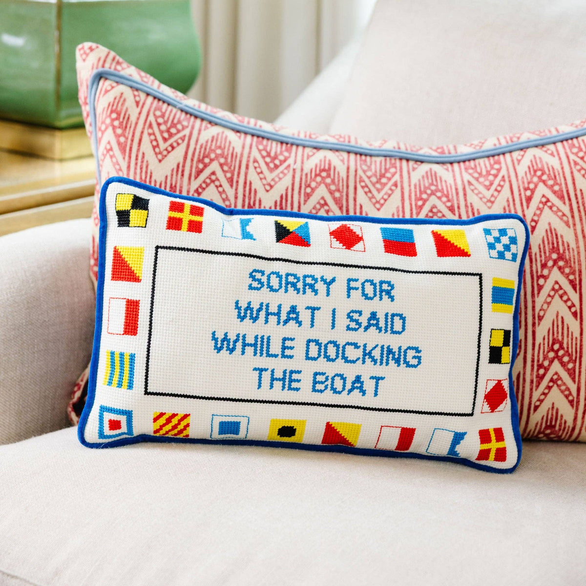 Docking The Boat Needlepoint Pillow - Furbish Studios (9in x 15in)