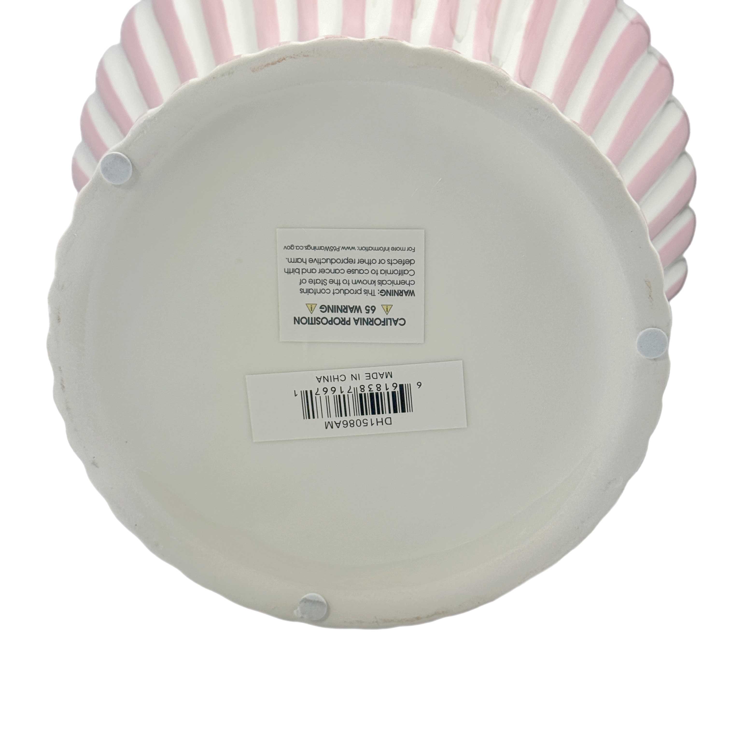 Pink & White Candy Cane Striped Ceramic Vase 18in