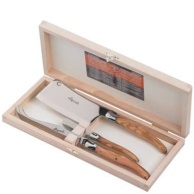Cheese Set, 3-piece Olive Wood (with Clasp Box) - Jean Dubost Laguiole