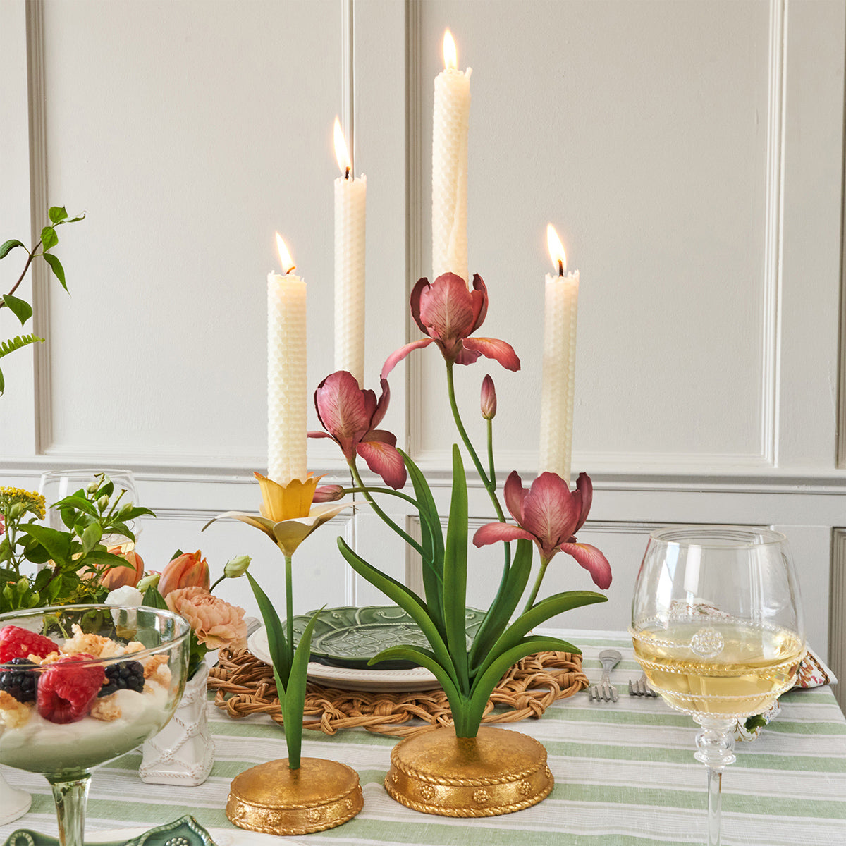Meadow Walk Iris 14" Centerpiece Candelabra - Pink