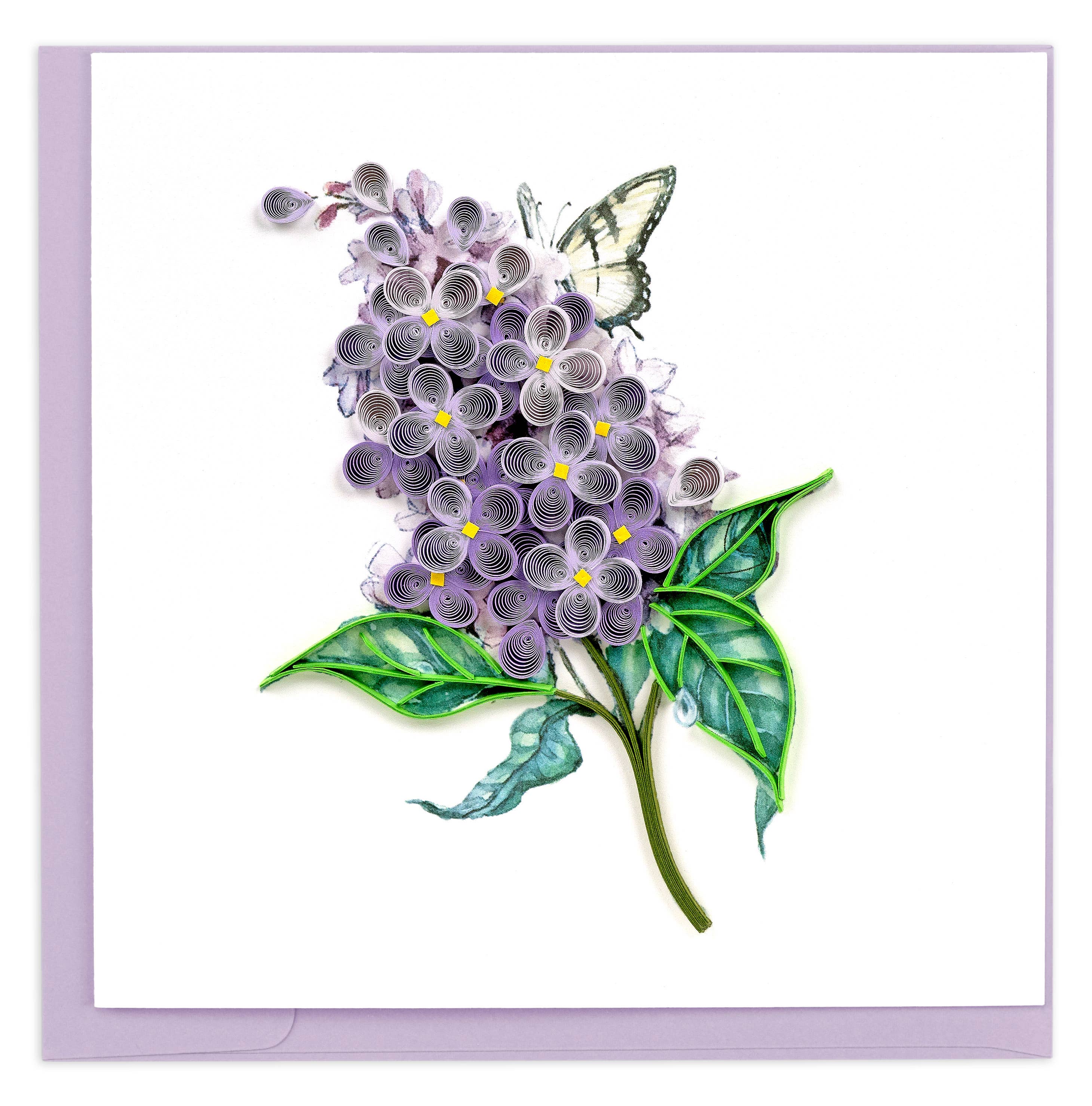 Card, Lilac Flowers - Quilling Card (6in sq with envelope)