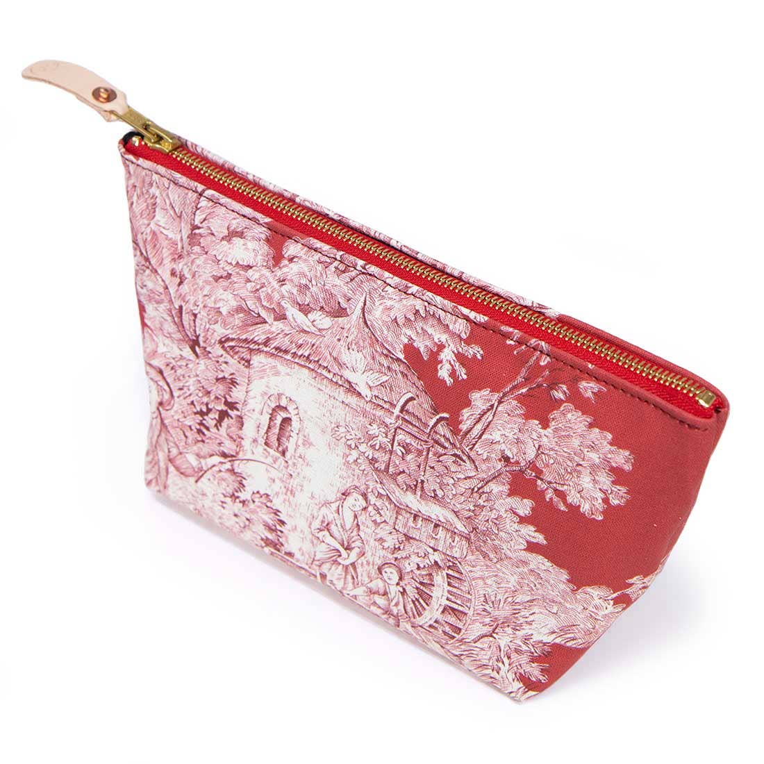 Vintage Scarlet Toile Travel Clutch