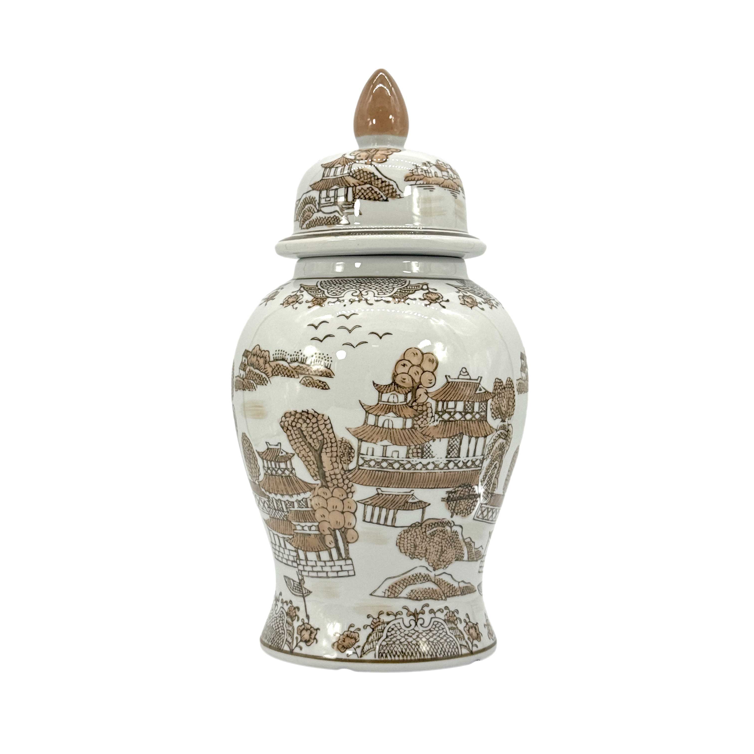 Dark Blue & White Chinoiserie Ginger Jar, 14in