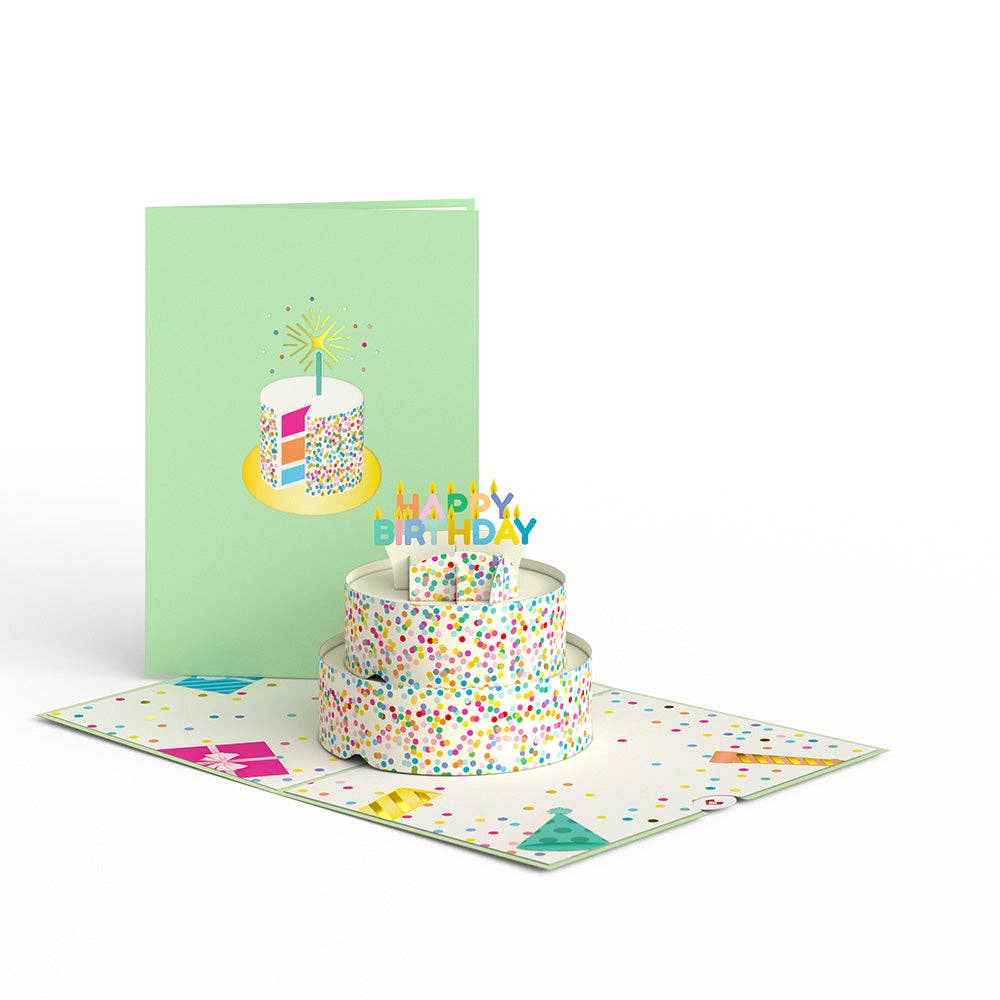 Sprinkles Birthday Cake Pop-up Card, 5in x 7in Birthday Card