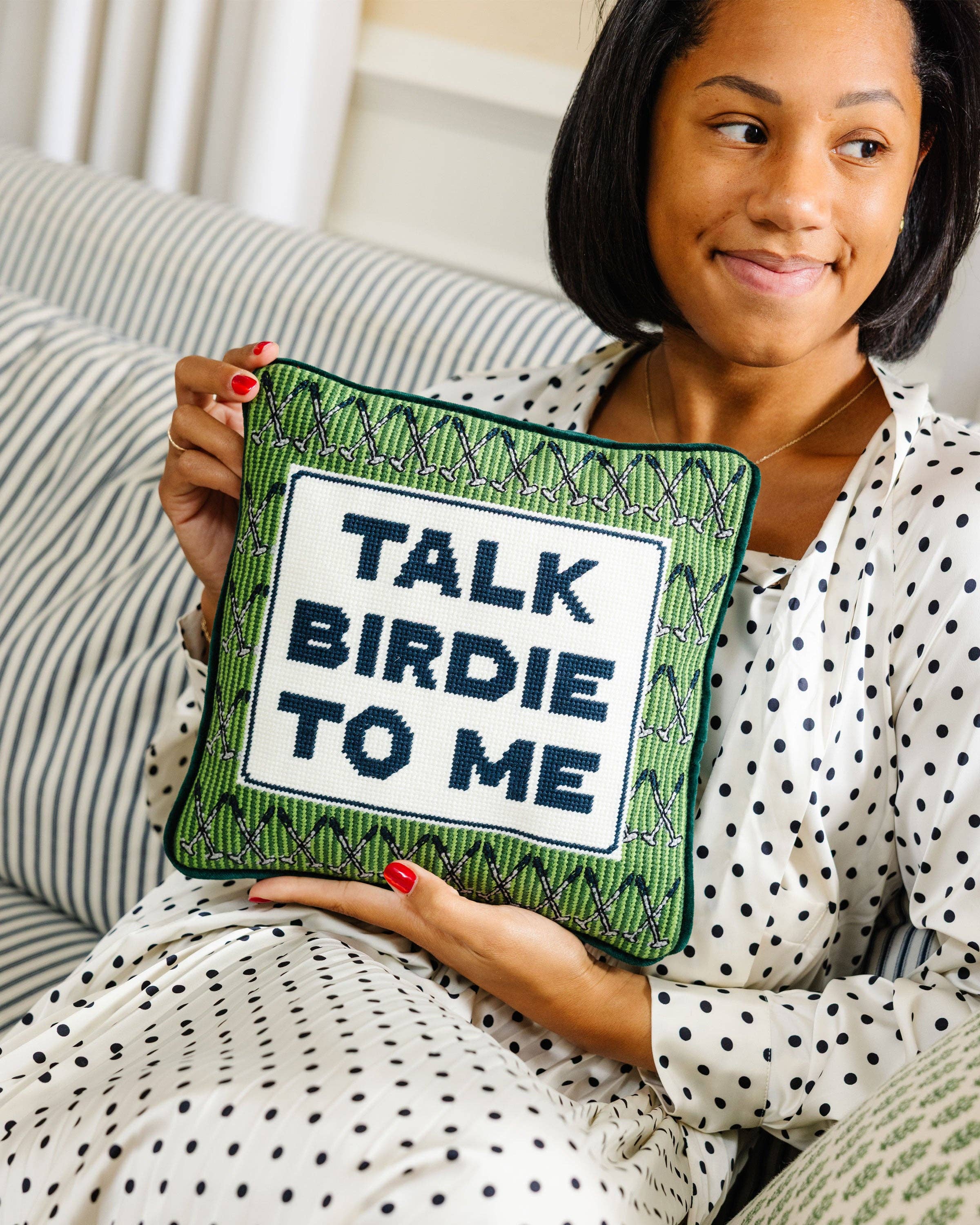 Talk Birdie To Me Needlepoint Pillow - Furbish Studios