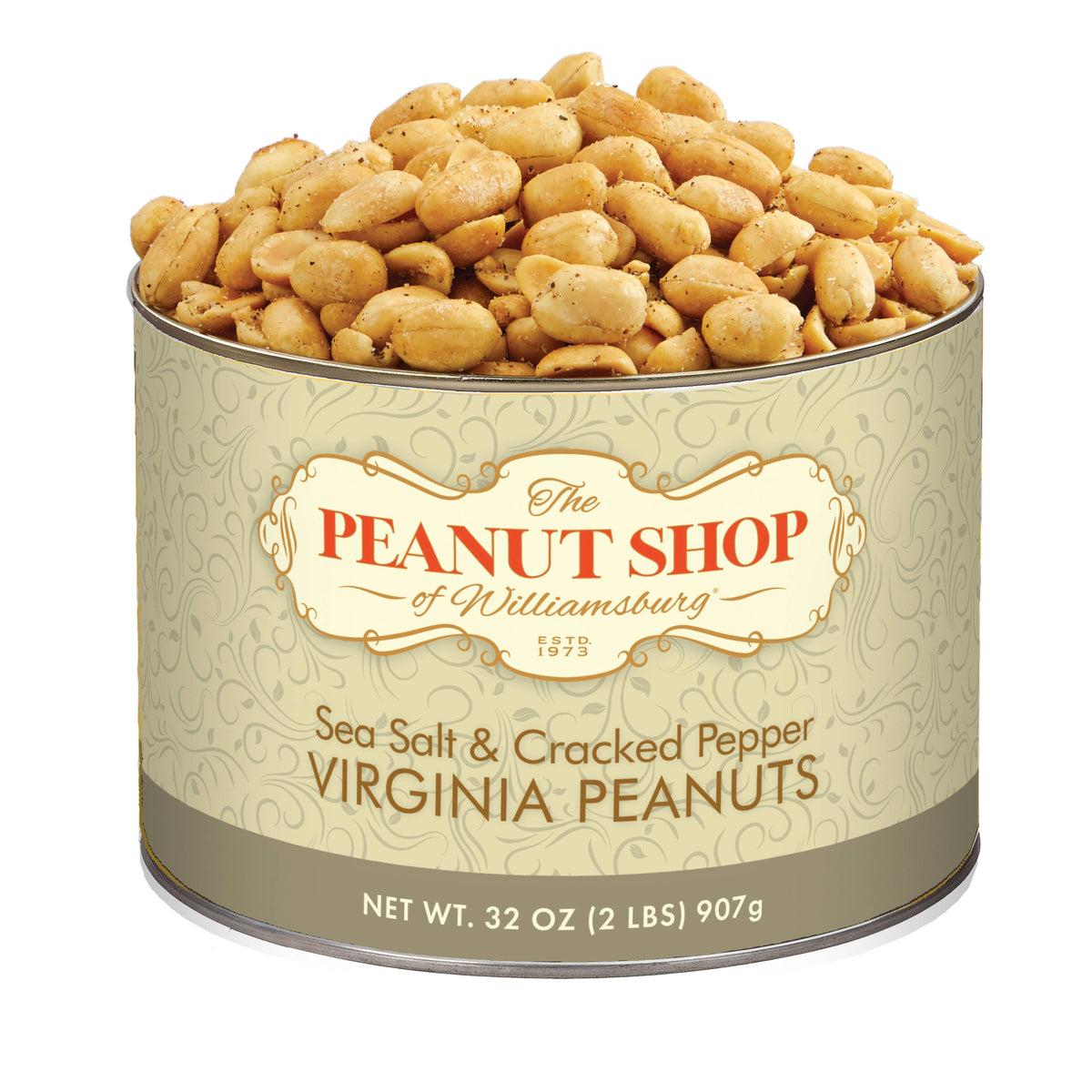 Sea Salt & Cracked Pepper Seasoned Peanuts - The Peanut Shop of Williamsburg (32oz / 2lbs / 907g)