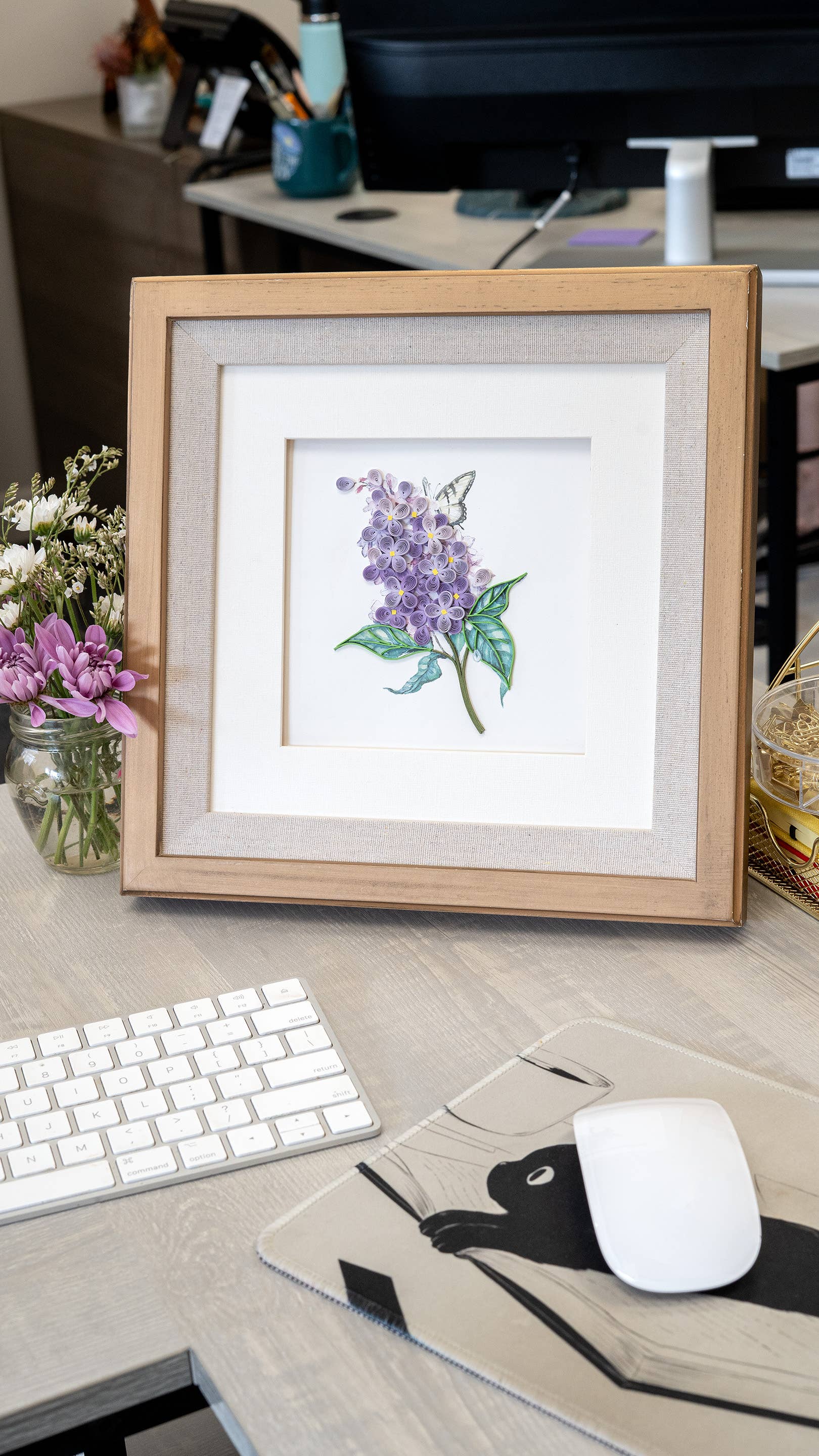 Card, Lilac Flowers - Quilling Card (6in sq with envelope)