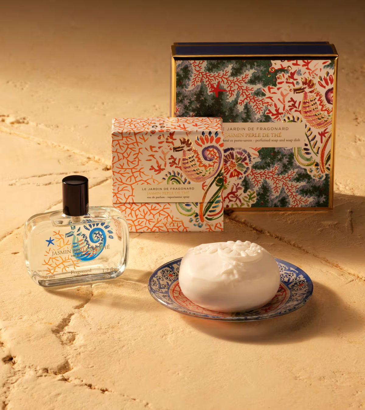 Jasmin Perle de Thé, Soap & Soap Dish - Fragonard (150g)