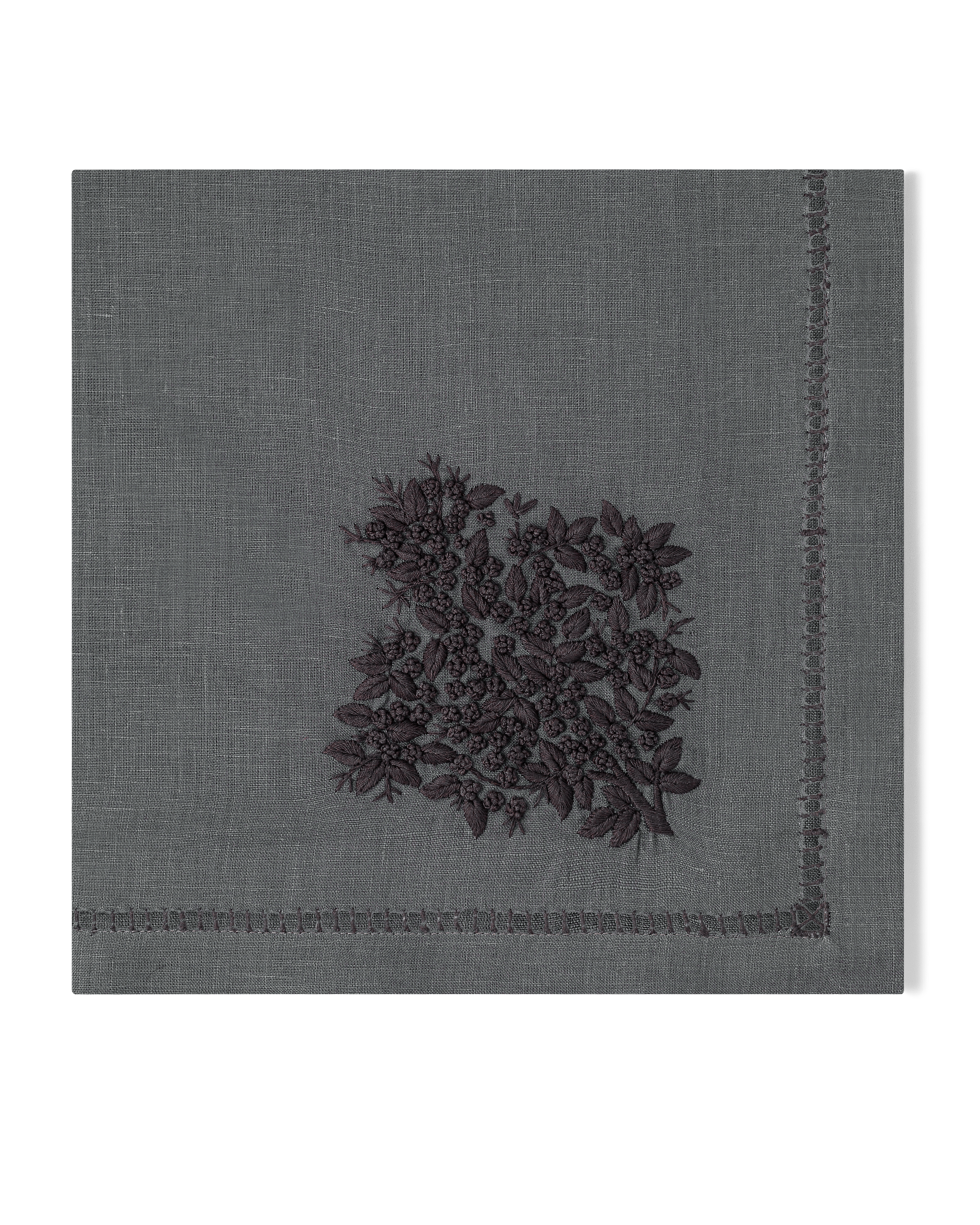 Linen Dinner Napkin, White on Taupe