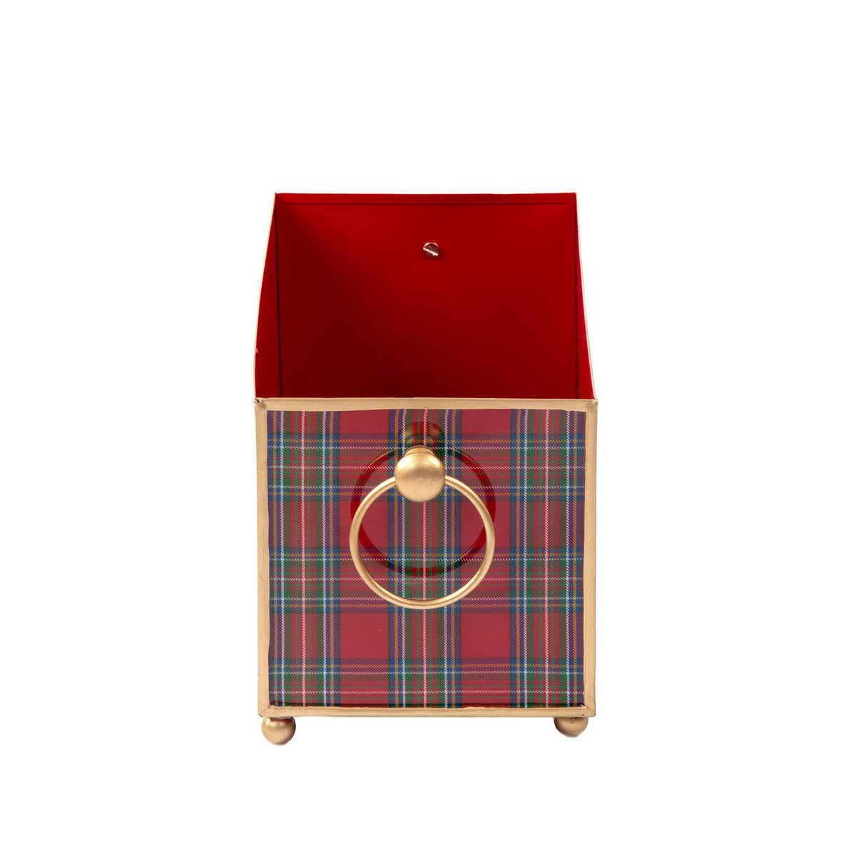 Cachepot, Tartan Plaid Enameled Rectangular Planter - Jaye's Studio (6in x 12in)