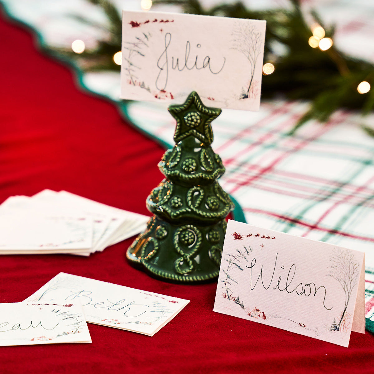 Country Estate Winter Frolic Place Cards, Evergreen (Set of 12) - Juliska
