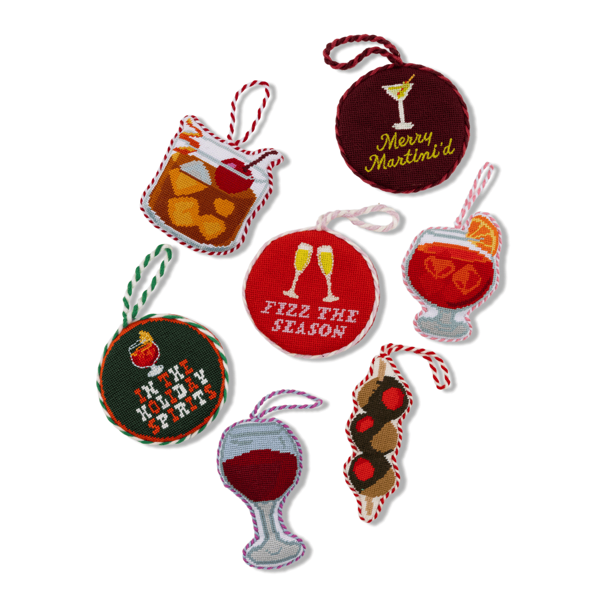 Merry Martini Needlepoint Ornament - Furbish Studios