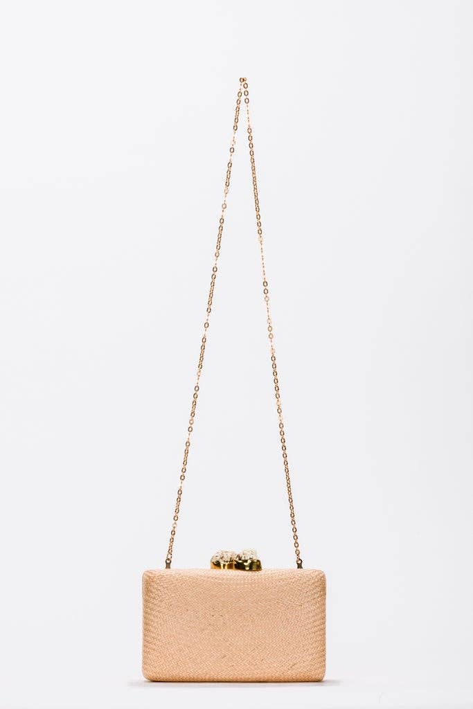 Jen White Stones Clutch, Toast - Kayu