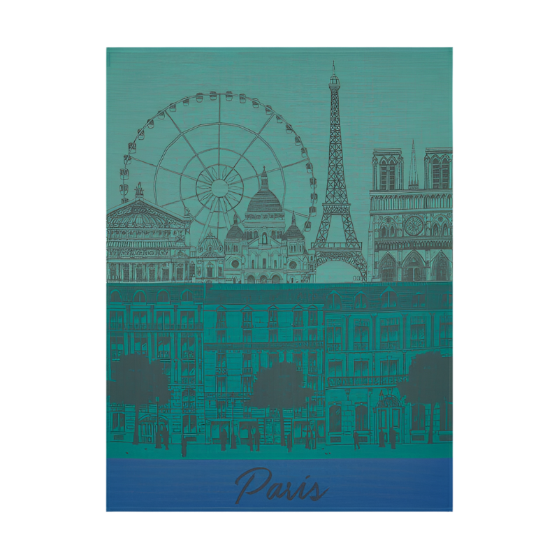 Tea Towel Paris Panorama (Garden) - Le Jacquard Français (24in x 31in)