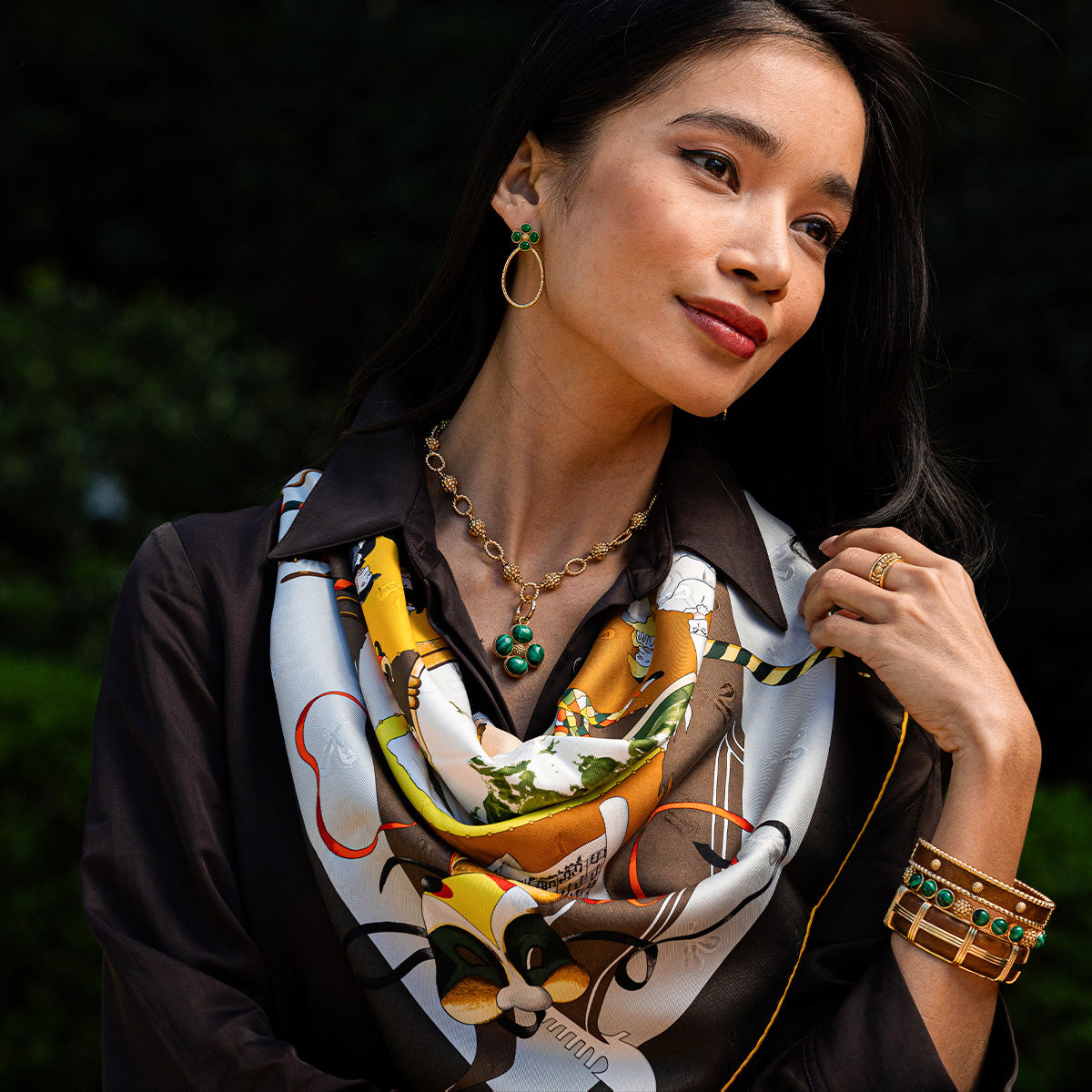 Berry Clover Malachite Double-Sided Pendant - Capucine de Wulf