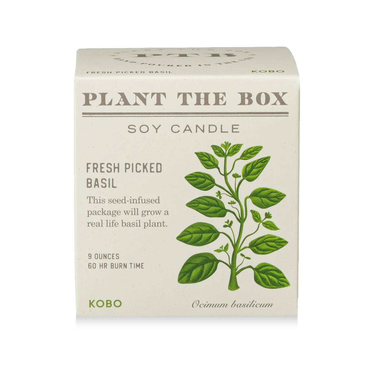 Fresh Picked Basil Candle, Plant The Box Collection - KOBO Candles (9oz)