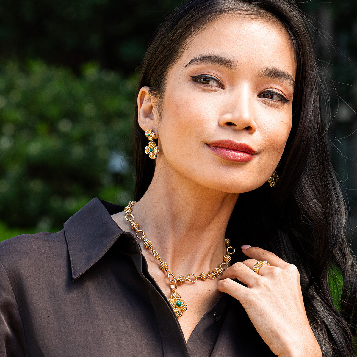 Berry Clover Malachite Convertible Duo Earrings - Capucine de Wulf