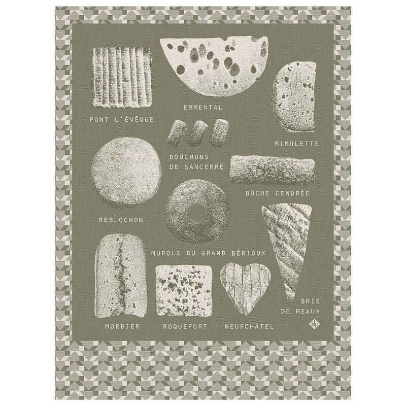 Tea Towel Fromages (Green) - Le Jacquard Français (24in x 31in)