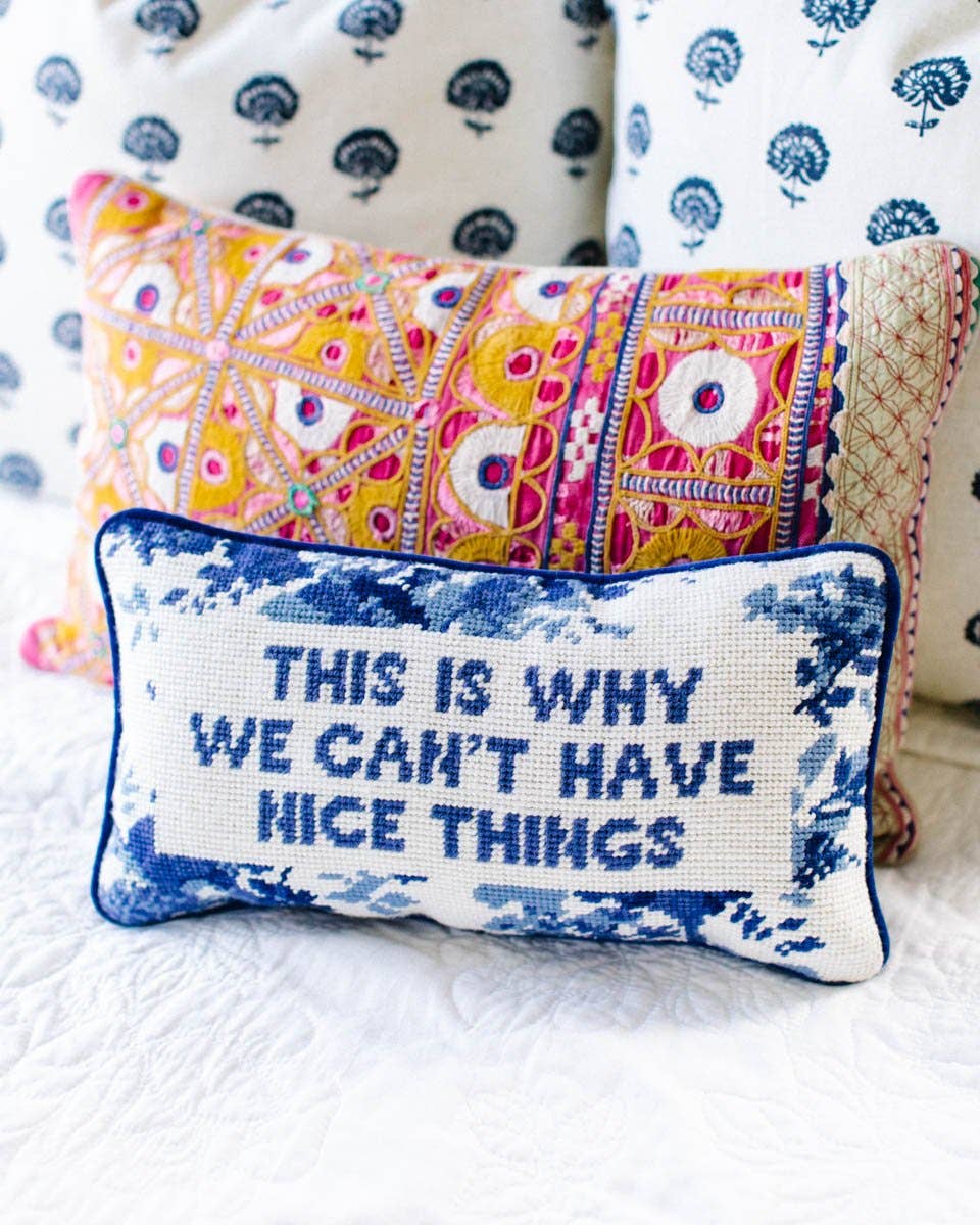 Pillow, 'Nice Things' Needlepoint - Furbish Studio (8in x 14in)