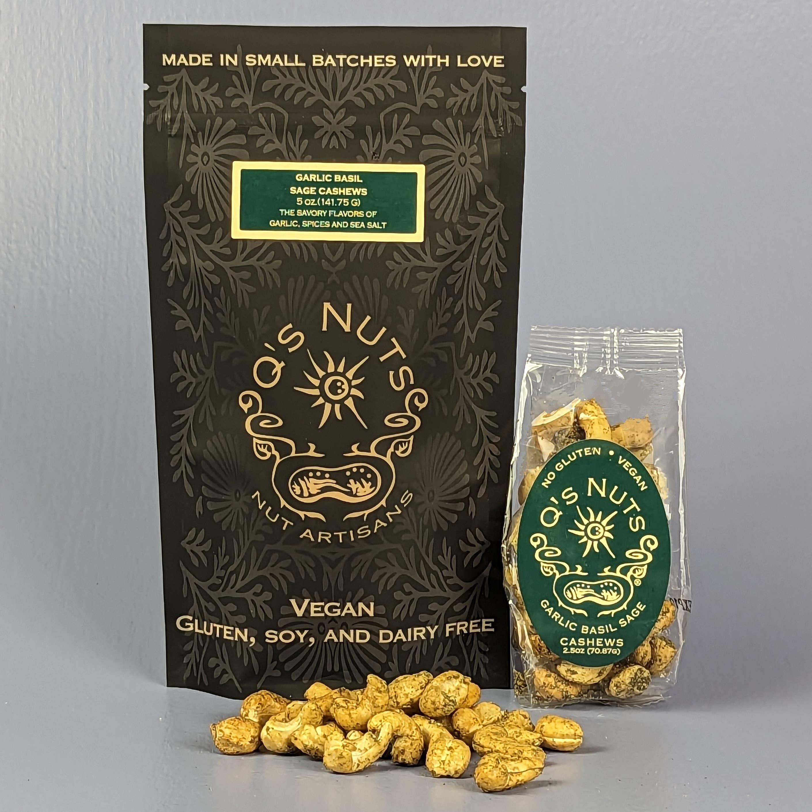 Garlic Basil Sage Cashews - Q's Nuts (5oz / 140g)
