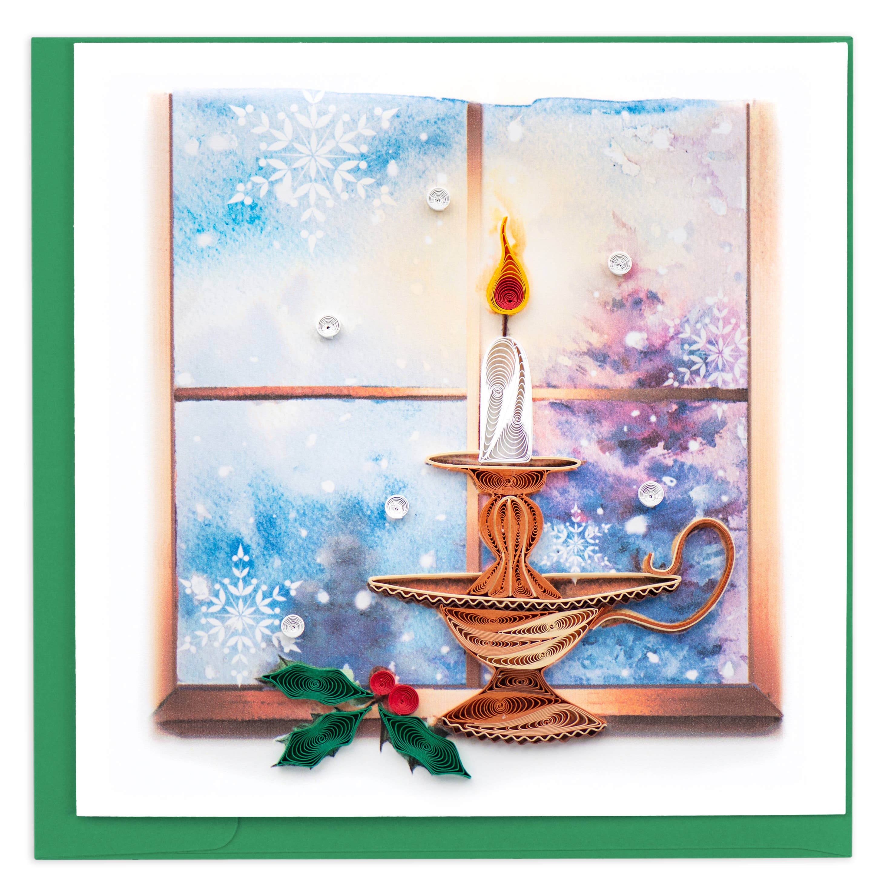 Card, Christmas Candle - Quilling Card (6in sq, with envelope)