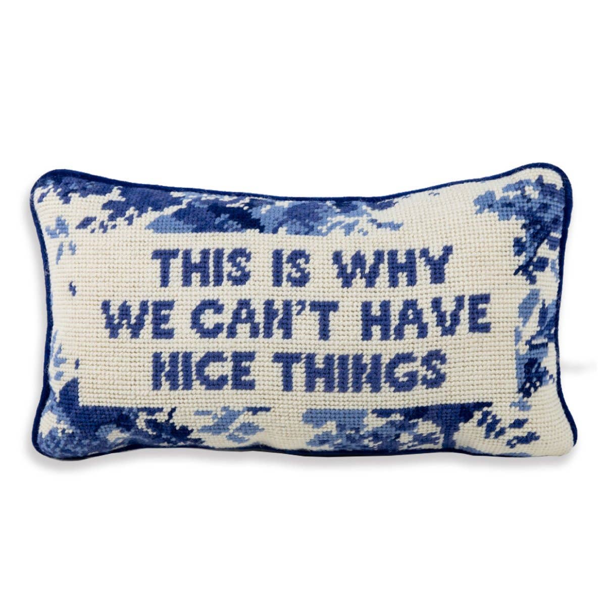 Pillow, 'Nice Things' Needlepoint - Furbish Studio (8in x 14in)
