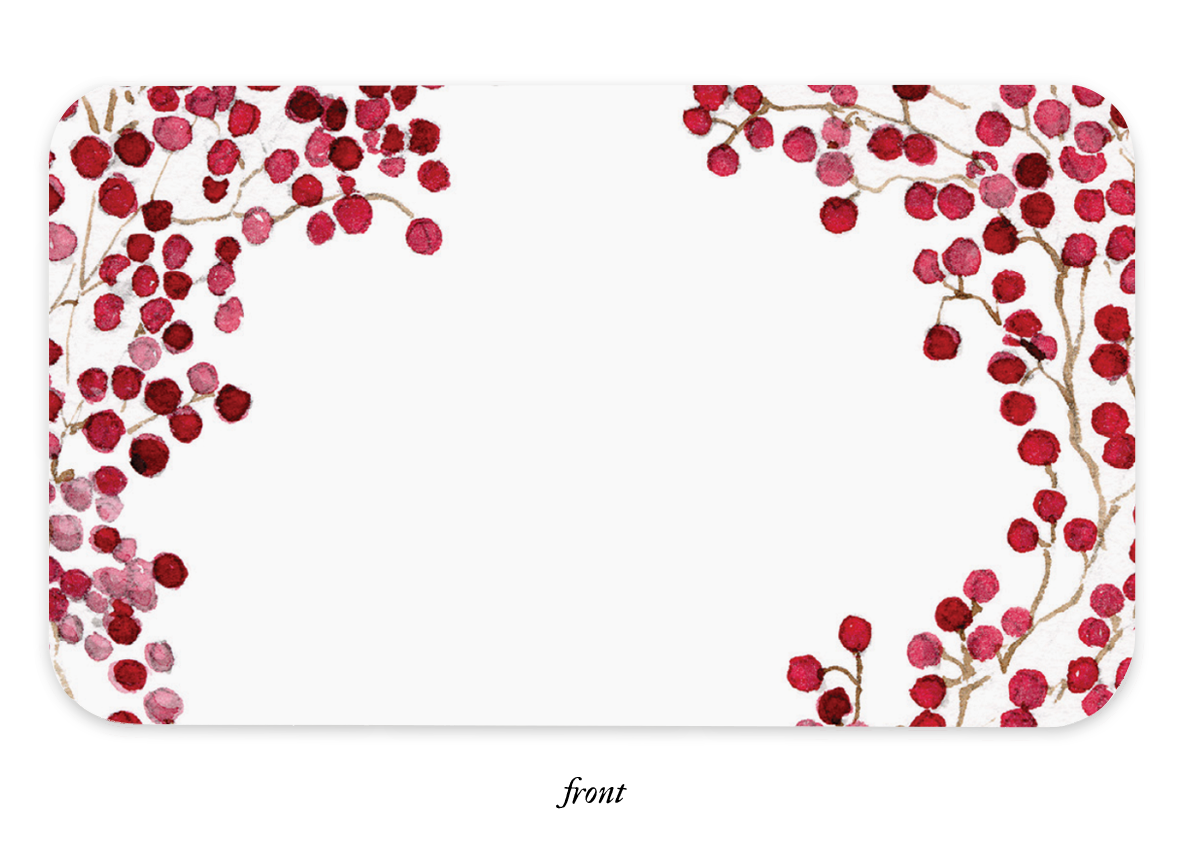Place Cards, Red Berries - E. Frances Paper (85 cards, 3.5in x 2.5in)
