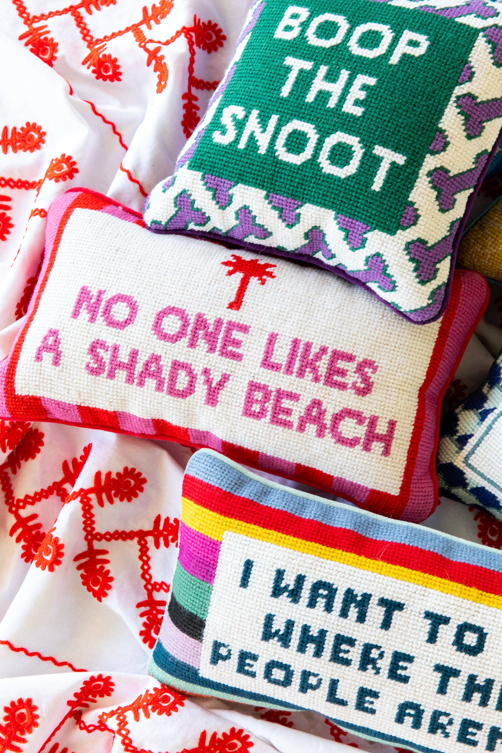 Pillow, 'Shady Beach' Needlepoint - Furbish Studio (8in x 14in)