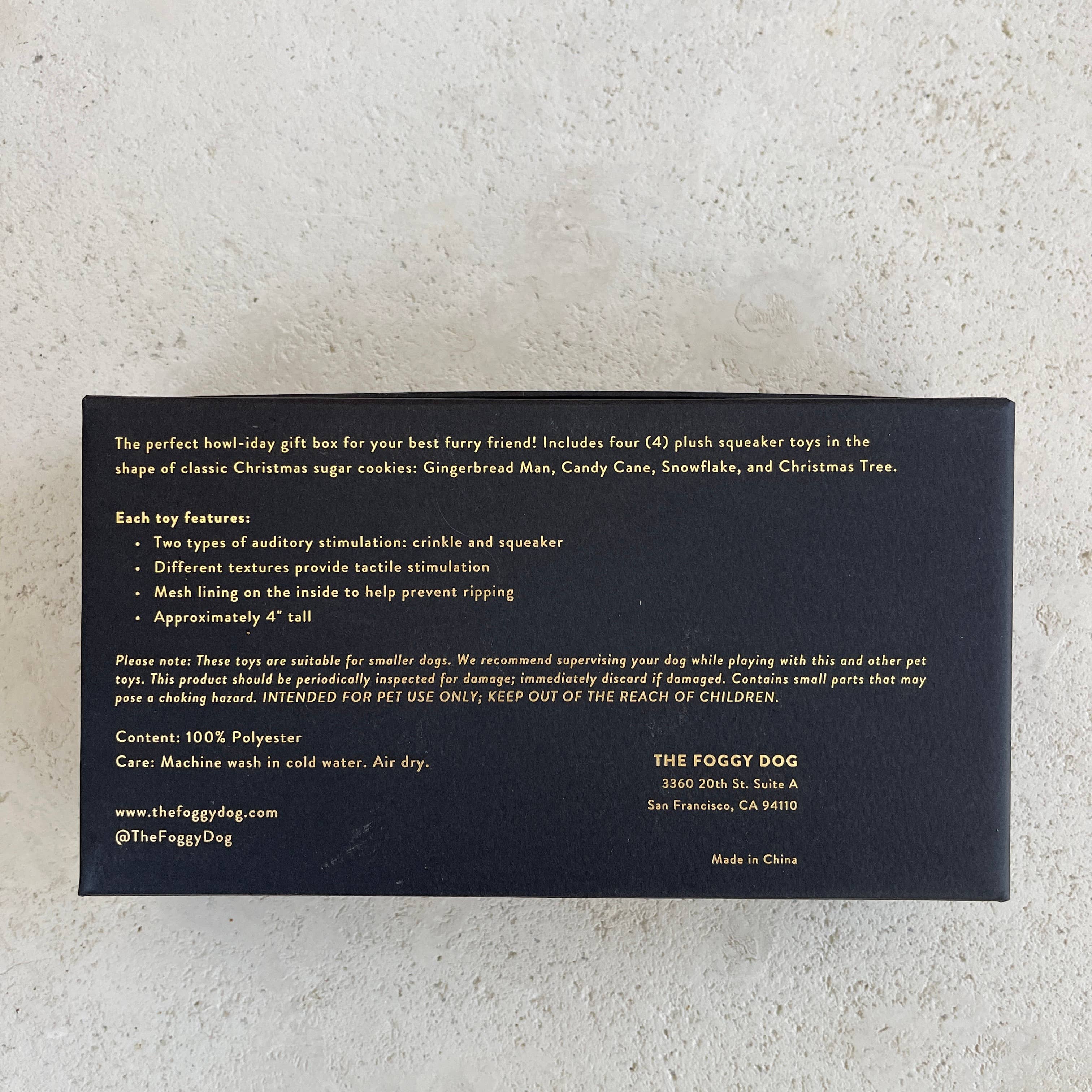 Christmas Cookie Dog Toys (Boxed Set of 4) - The Foggy Dog (4in)