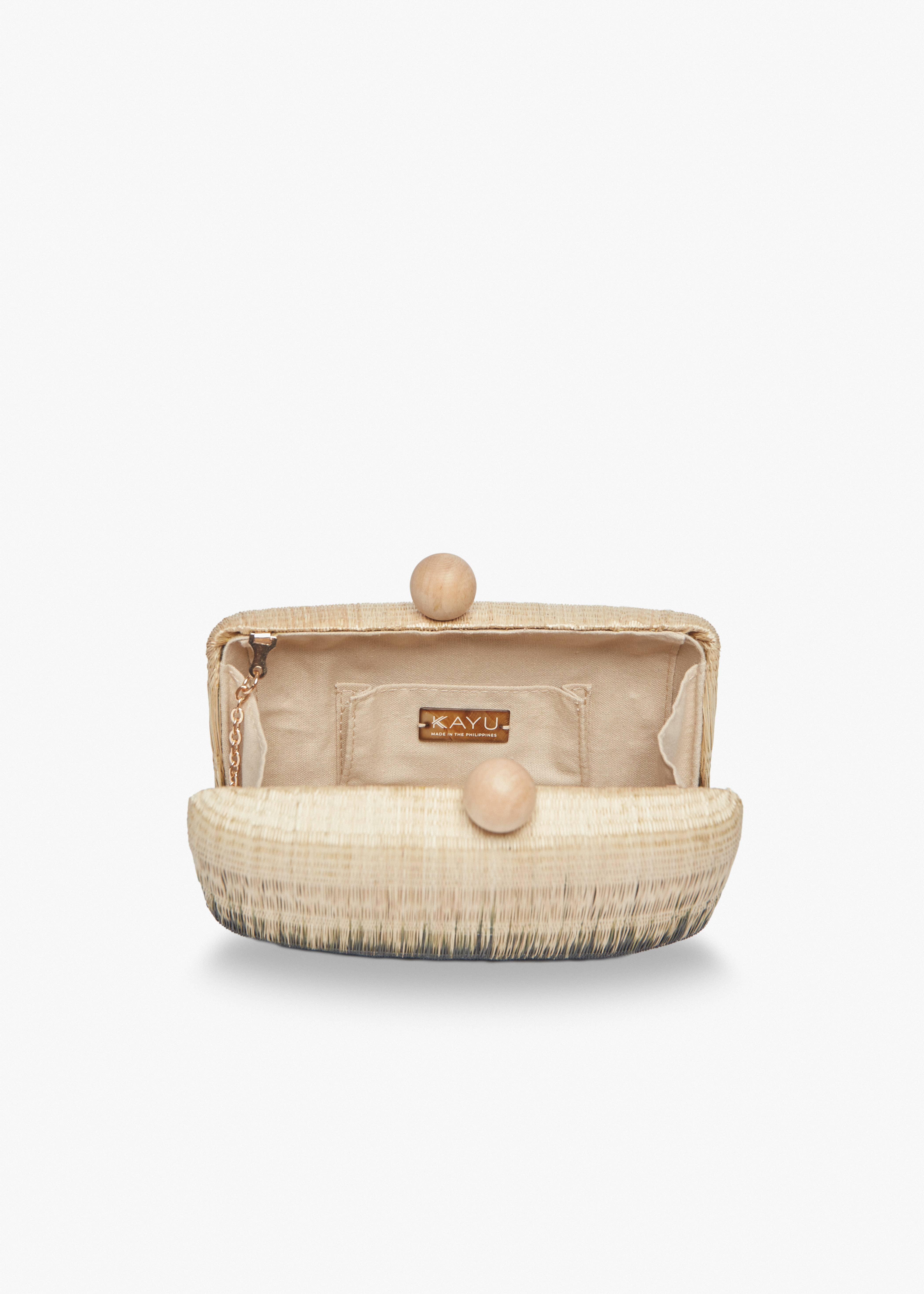 Akna Woven Straw Ombre Clutch - Kayu