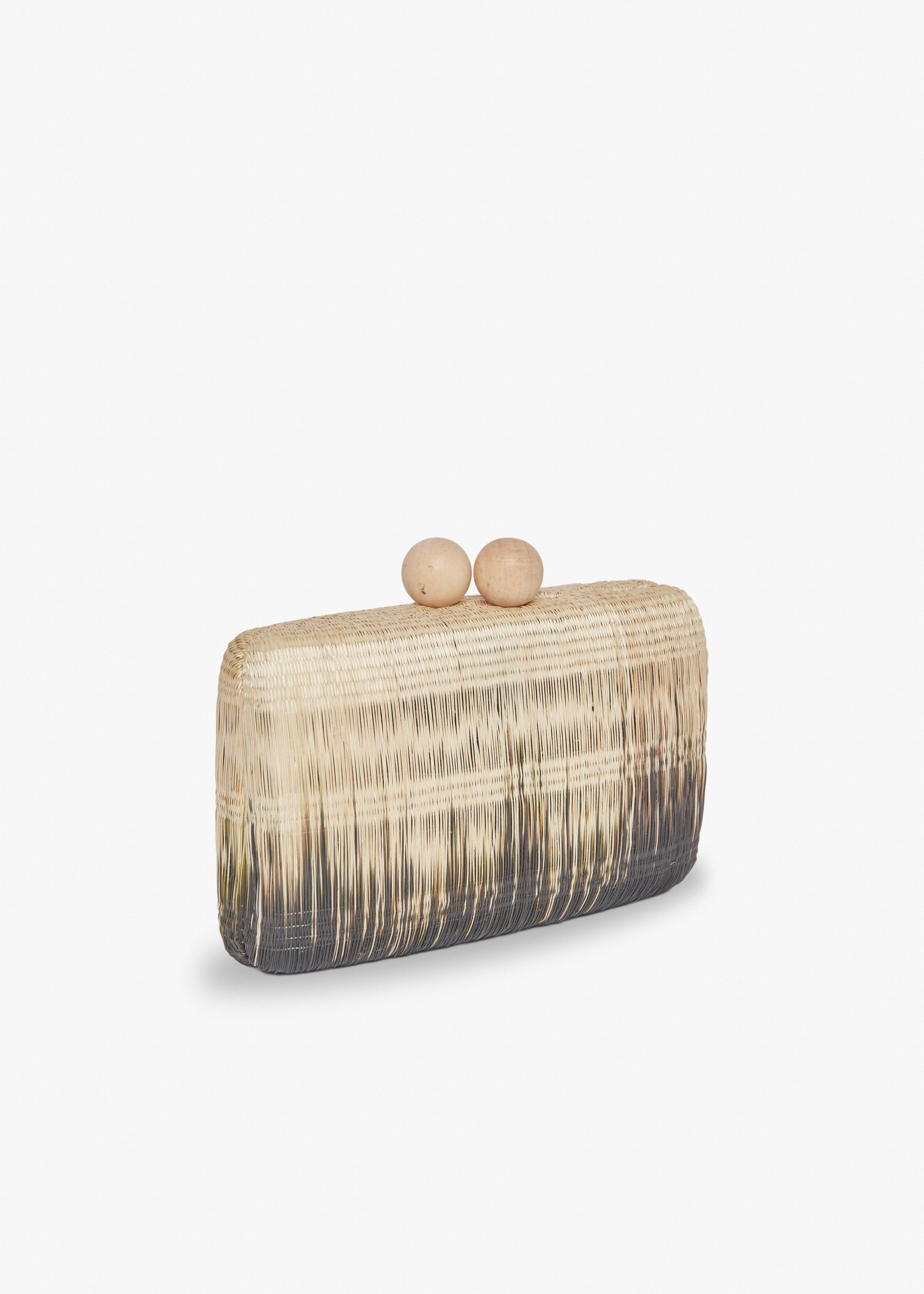 Akna Woven Straw Ombre Clutch - Kayu
