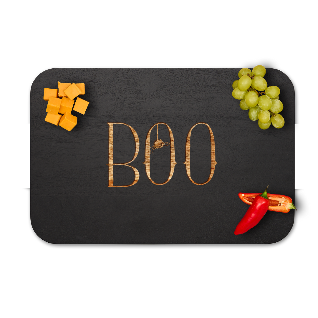 Boo Artisan Board, Black Acacia - Maple Leaf (18in x 12in)