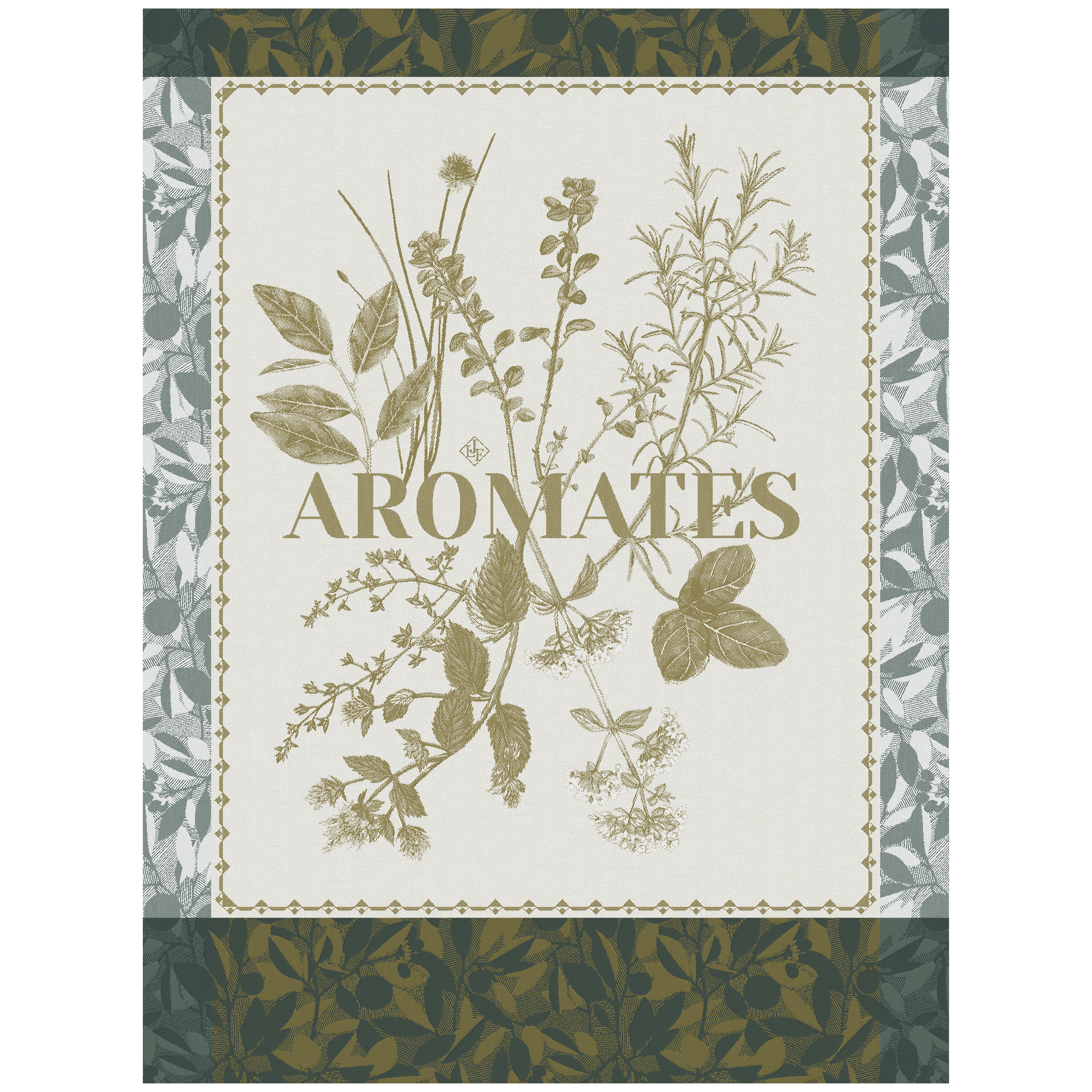 Tea Towel Épices & Aromates (Green) - Le Jacquard Français (24in x 31in)
