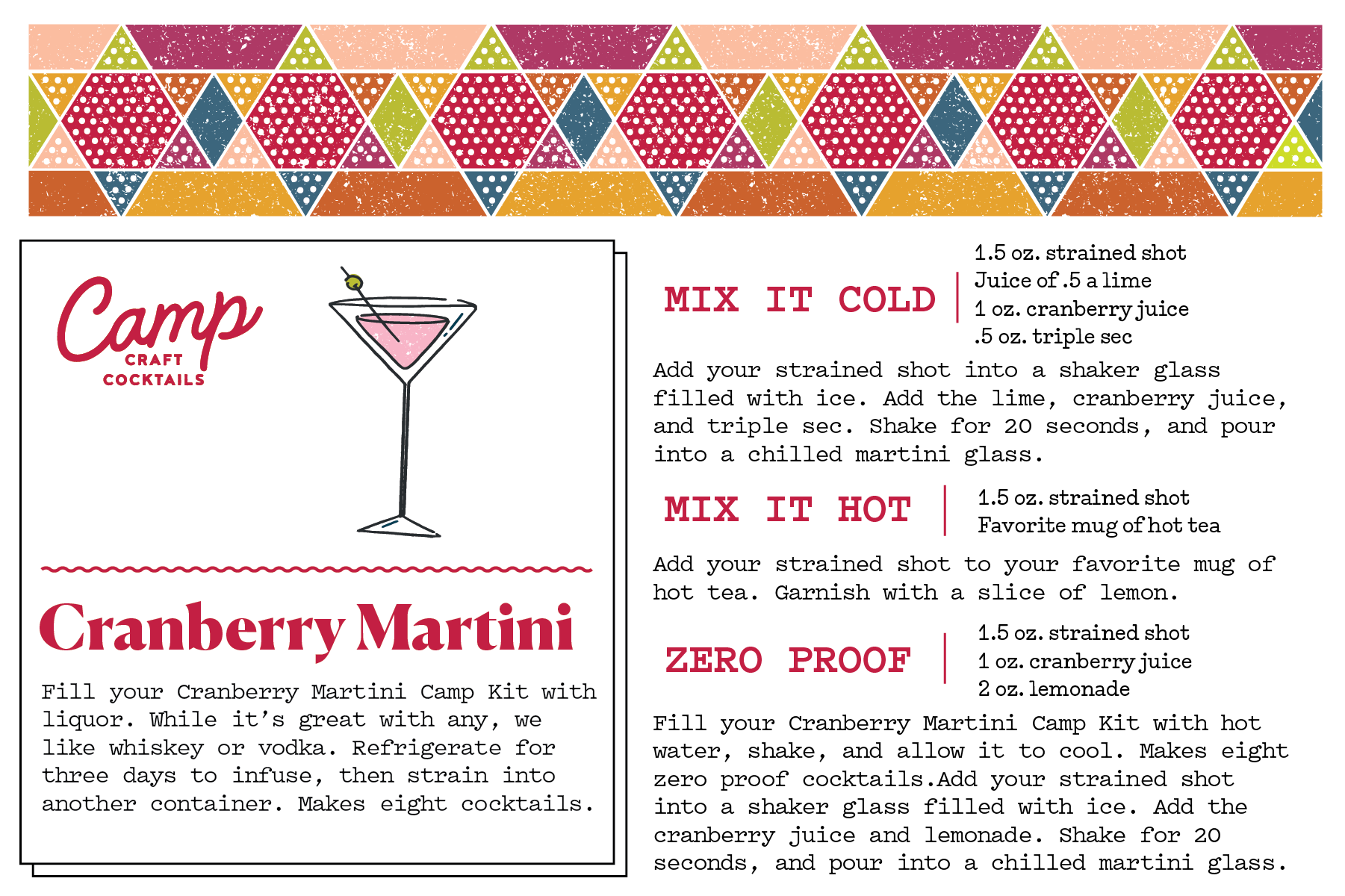 Cranberry Martini - Camp Craft Cocktails (8 servings / 16oz)